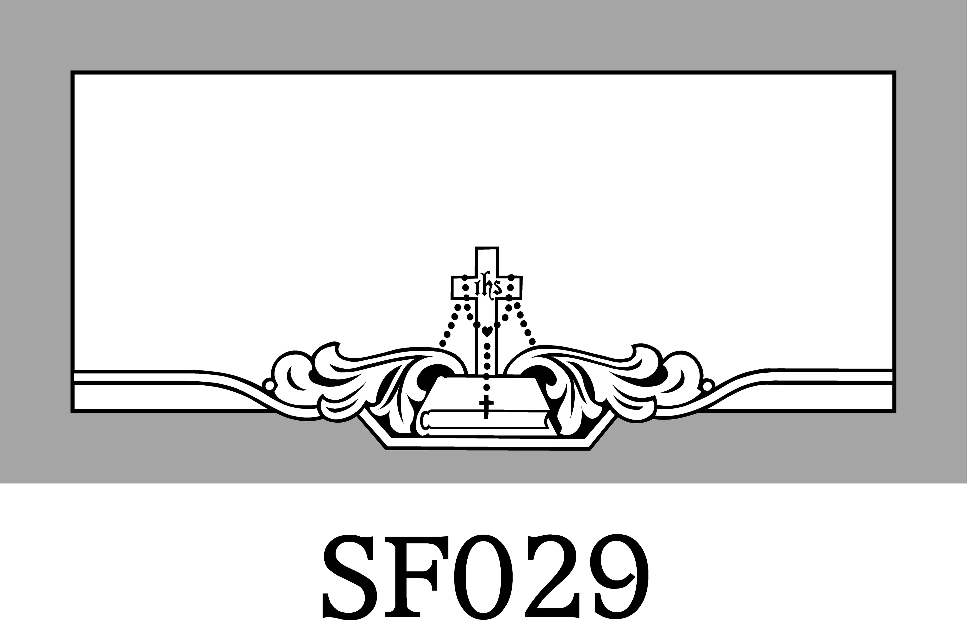Layout SF029 — IHS cross with rosary & Bible
