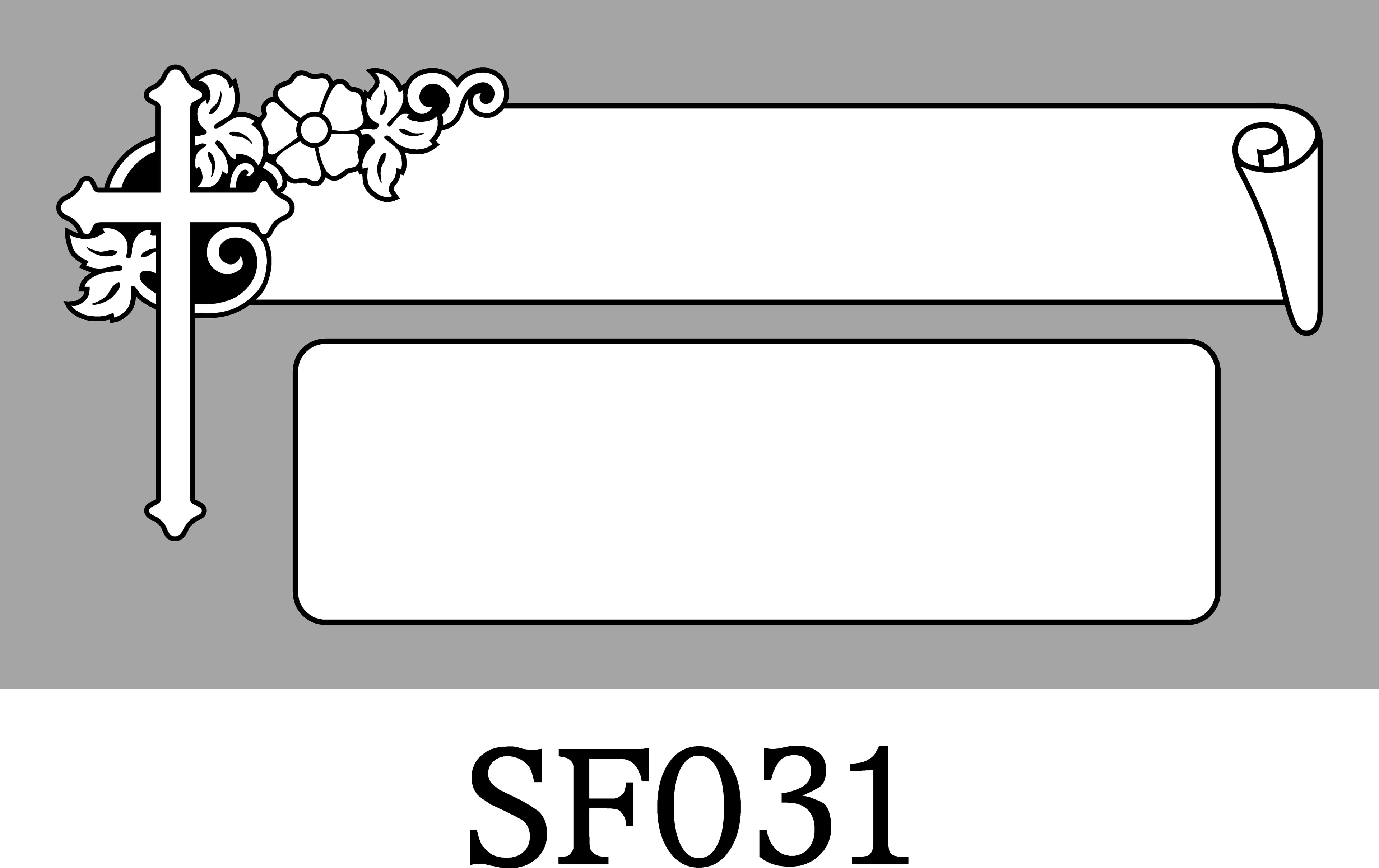 Layout SF031 — Cross with flowers, scroll banner