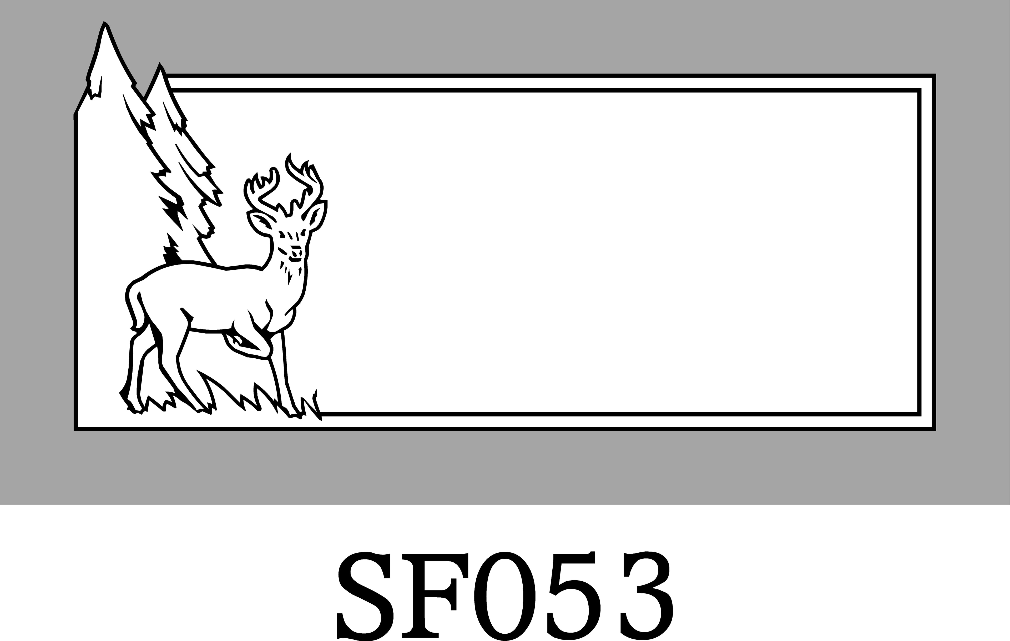 Layout SF053 — Buck deer by stylized pine trees