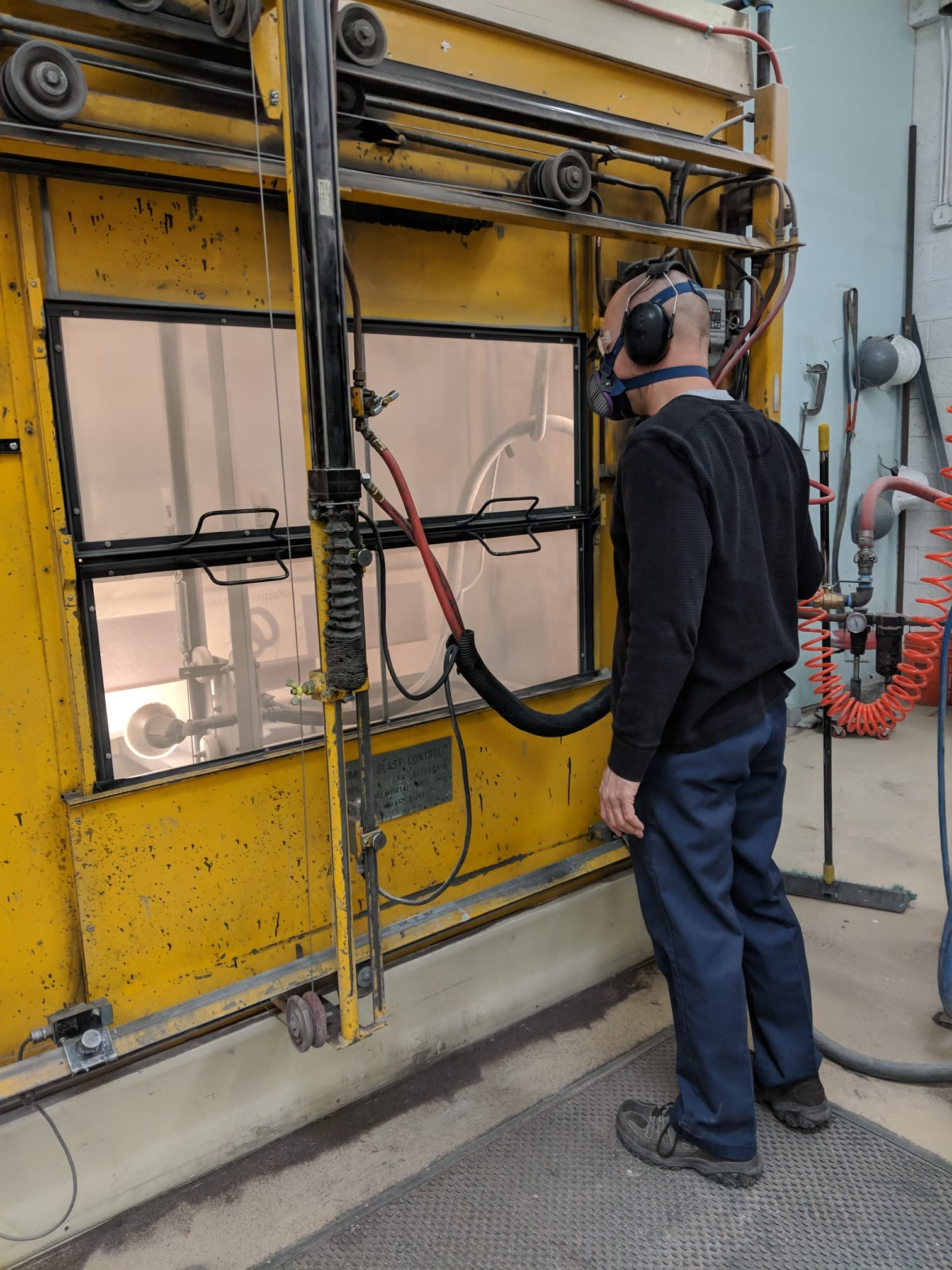 Adam at blast cabinet side