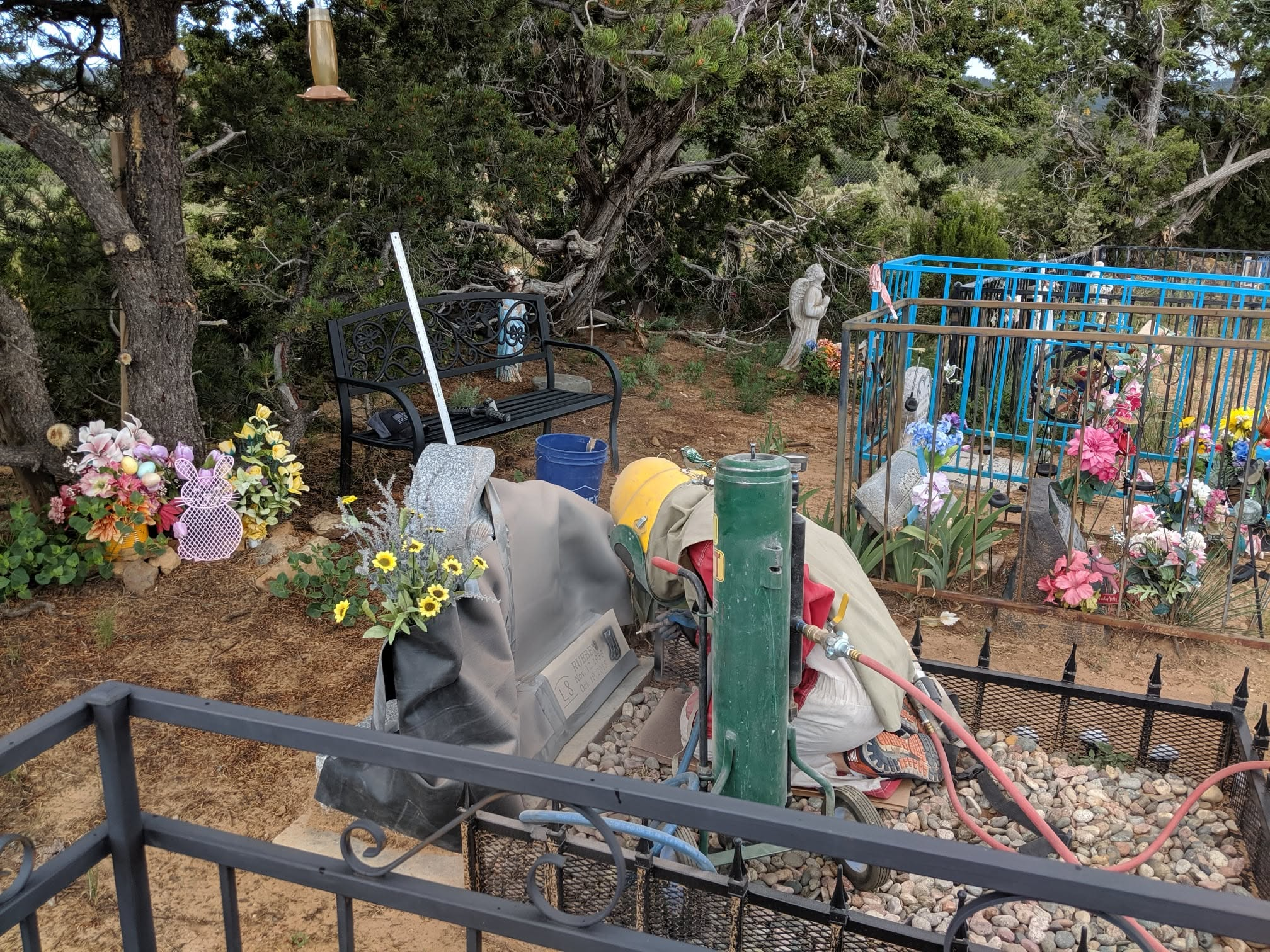 Adam doing cemetery lettering
