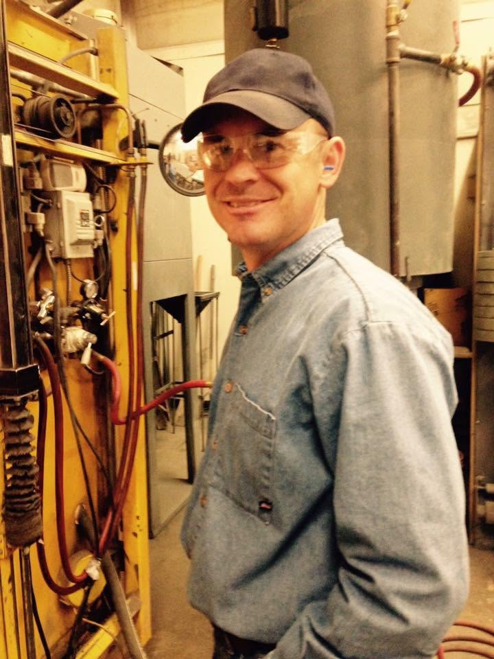 Adam at the blast cabinet