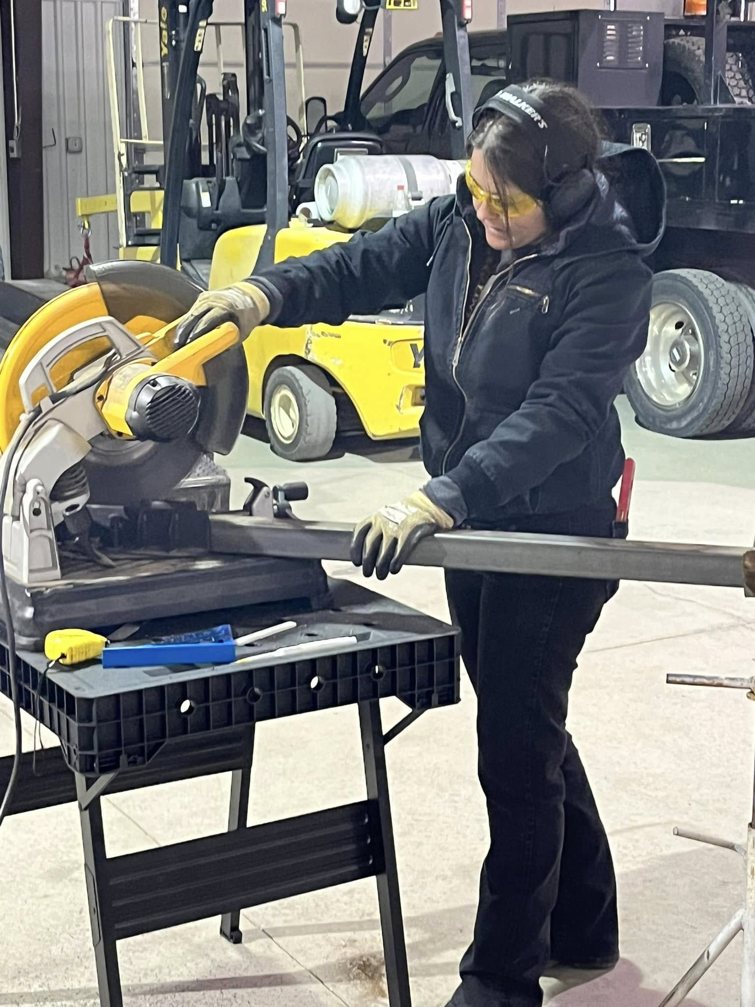 Tiffany smiling at blast cabinet