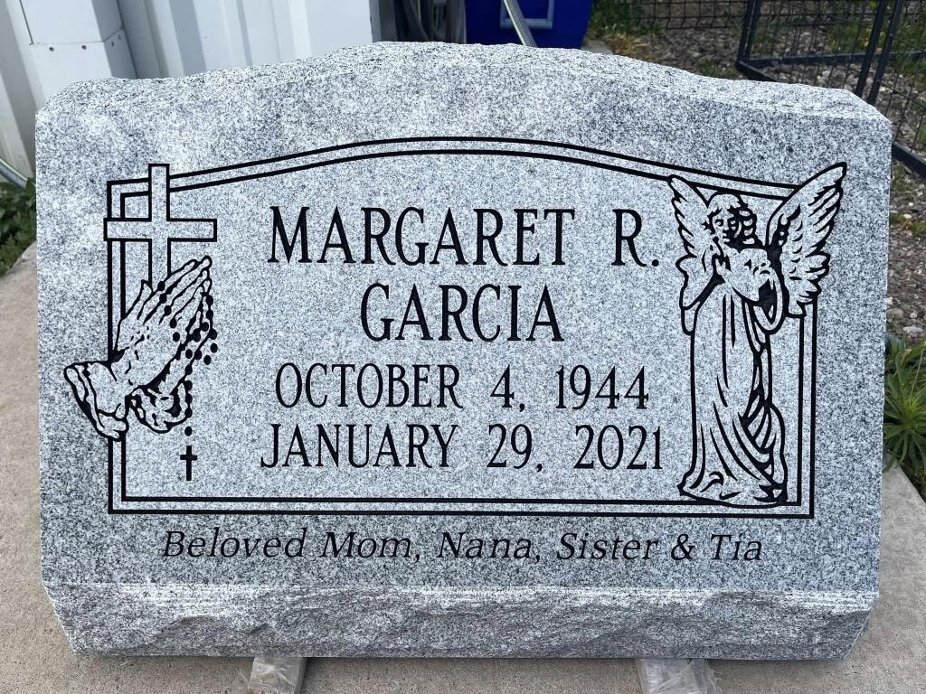 Margaret R. Garcia gray granite slant memorial