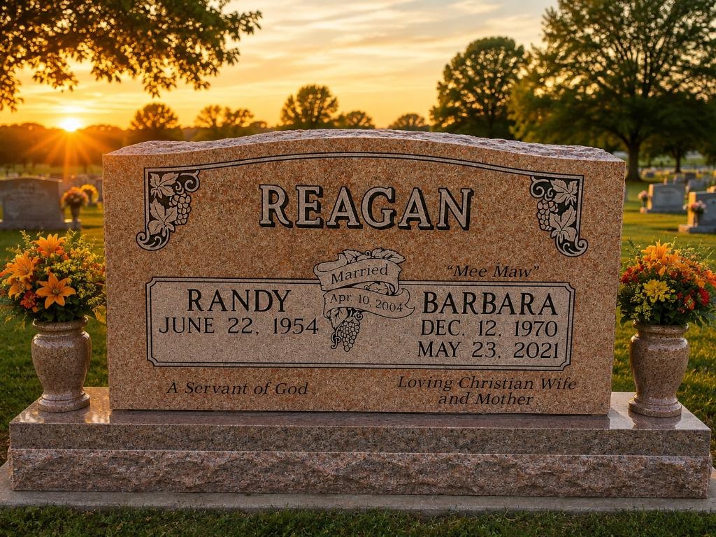 Upright granite memorial monument