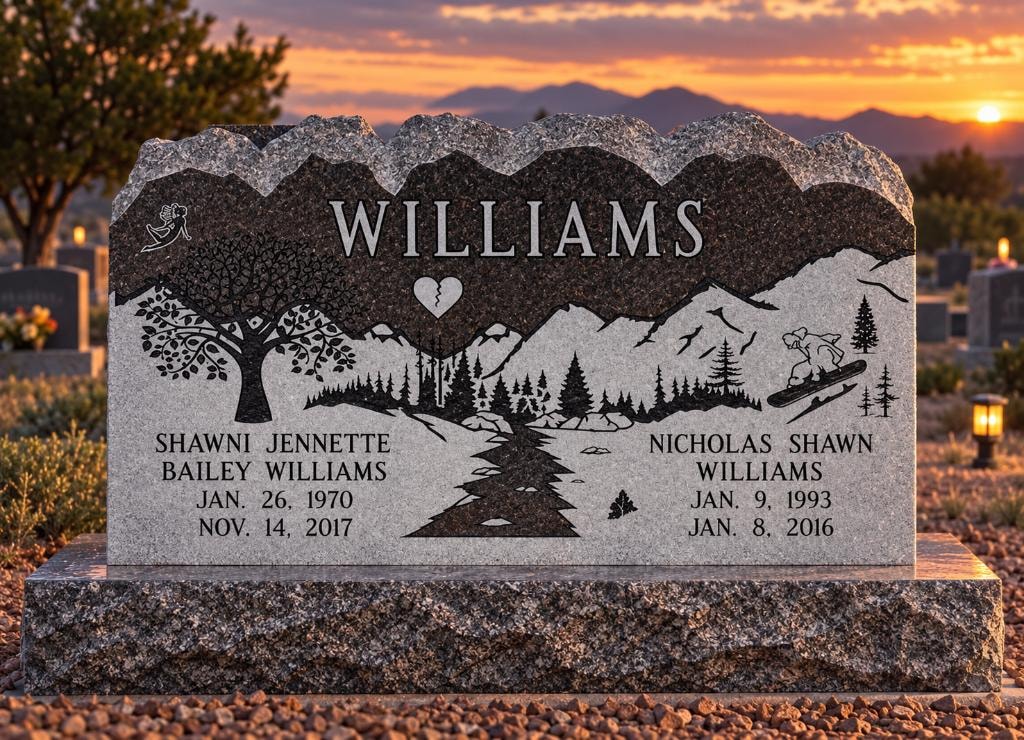 Upright granite memorial monument